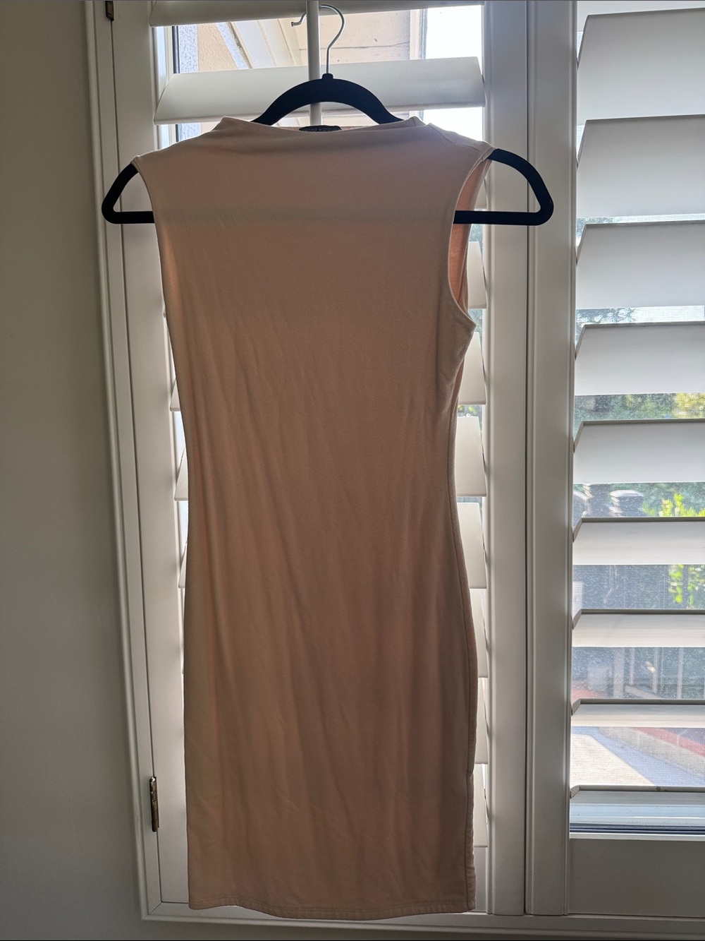 naked wardrobe Sleeveless Midi Bodycon Dress in Nude Pink